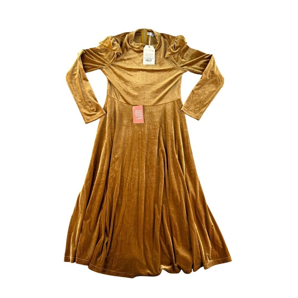 Ivy City Co Dress Large Gold Velvet Maxi Cosplay Costume Medieval NWT